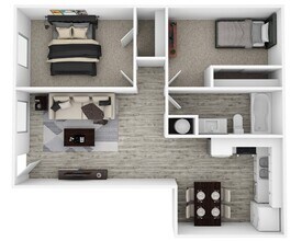 2 Beds • 1 Bath 255 floor plan